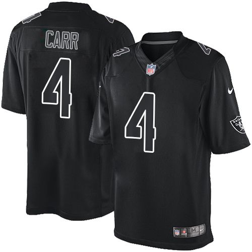 Nike Raiders #4 Derek Carr Black Men's Stitched NFL Impact Limited Jersey - Click Image to Close